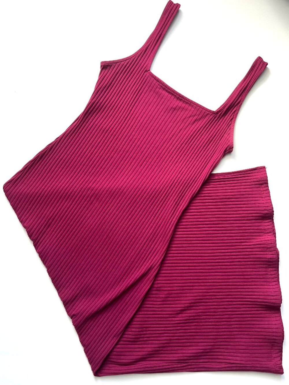 Wild Fable Berry Purple Ribbed Square Neck Midi Body Con Dress